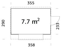 Palmako Marktstand/Verkaufsstand KIRA 7,7 m²  355x233 cm, 16+32 mm, inkl. Fußboden, lackieret weiß (9016) + weiß (9016)