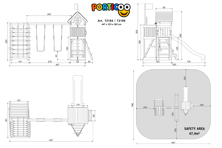 ACTIVE Spielturm Porticoo Pro 447x331x258 cm