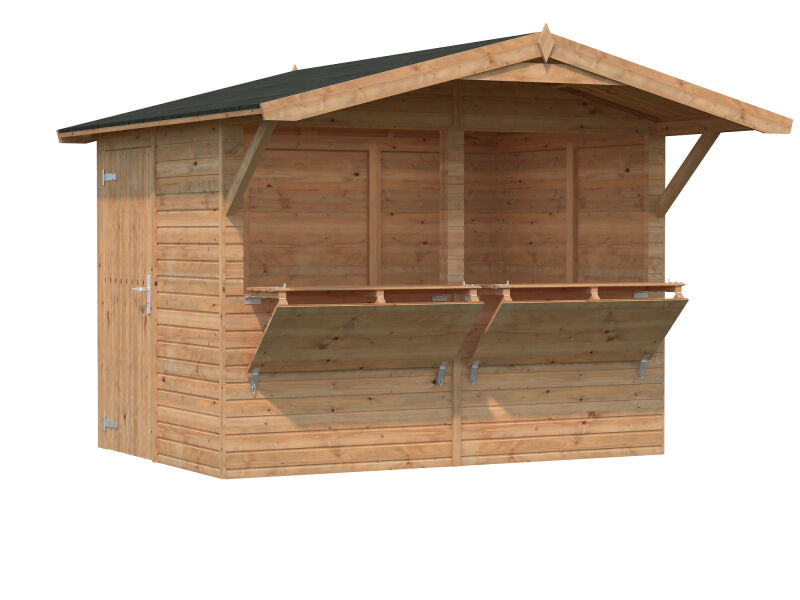 4743142053843 - Marktstand Verkaufsstand Stella 50 m² 273x190 cm 16+32 mm hellbraun imprägniert