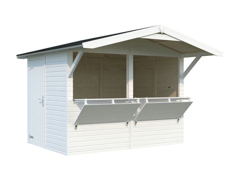 4743142038925 - Marktstand Verkaufsstand Stella 50 m² 273x190 cm 16+32 mm lackiert wei0 (9016) + weiß (9016)