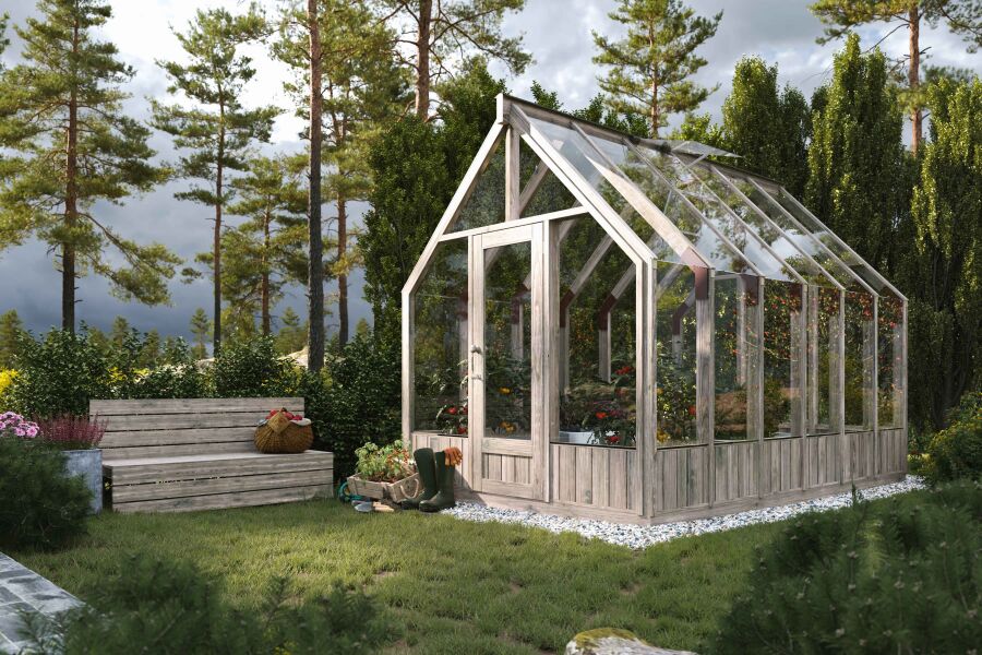 Palmako Glashaus / Gewächshaus EMILIA 8,2 m² 240x363 cm, imprägniert + lackiert