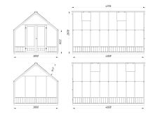 Palmako Glashaus / Gewächshaus EMILIA 13,8 m²  300x483 cm, imprägniert und lackiert
