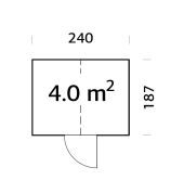 Palmako Geräteraum für Glashaus EMILIA 4,0 m²  240x187 cm  (nur passend für Emilia 5,4 + 8,2), imprägniert + lackiert