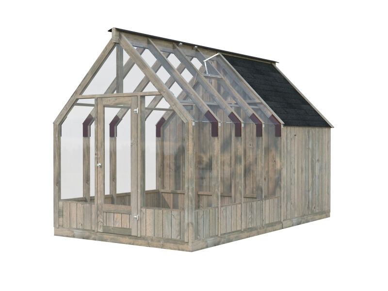 Palmako Glashaus / Gewächshaus EMILIA 5,4 m² + Geräteraum EMILIA 4,0 m², imprägniert + lackiert