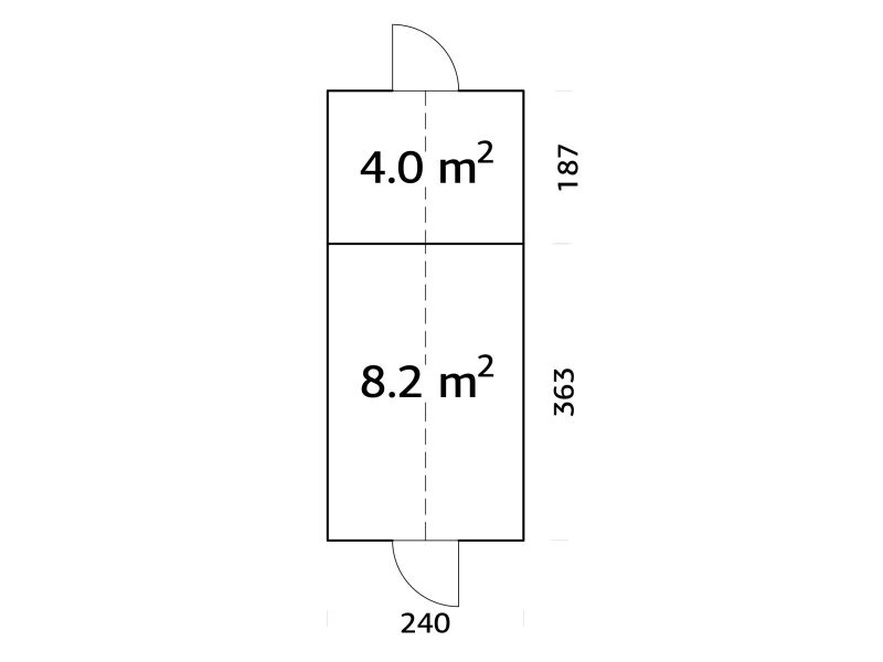 Palmako Glashaus / Gewächshaus EMILIA 8,2 m² + Geräteraum EMILIA 4,0 m², grau imprägniert