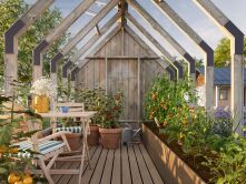 Palmako Glashaus / Gewächshaus EMILIA 8,2 m² + Geräteraum EMILIA 4,0 m², grau imprägniert