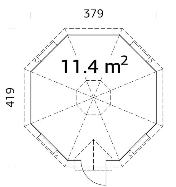 Palmako Grillkota EVA 11,4 m²  Ø 379 cm, ISO, 44 mm, inkl. Fußboden, natur + farbig