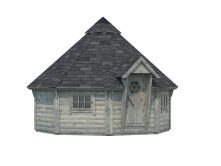 Palmako Grillkota EVA 11,4 m²  Ø 379 cm, ISO, 44 mm, inkl. Fußboden, natur + farbig