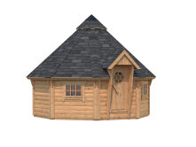 Palmako Grillkota EVA 11,4 m²  Ø 379 cm, ISO, 44 mm, inkl. Fußboden, natur + farbig