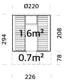 Palmako Saunafass Modell ANITA 1,6+0,7 m² - 220x290...