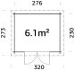 Palmako Gartenhaus ALICE 6,1 m²  338x276m, 28 mm, braun imprägniert