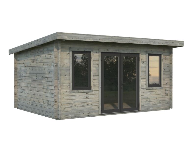 4743142047040 - Gartenhaus LISANDRA 142 m² - 450x330cm 44mm inkl Boden Tür- u Fenster Aluminium grau imprägniert