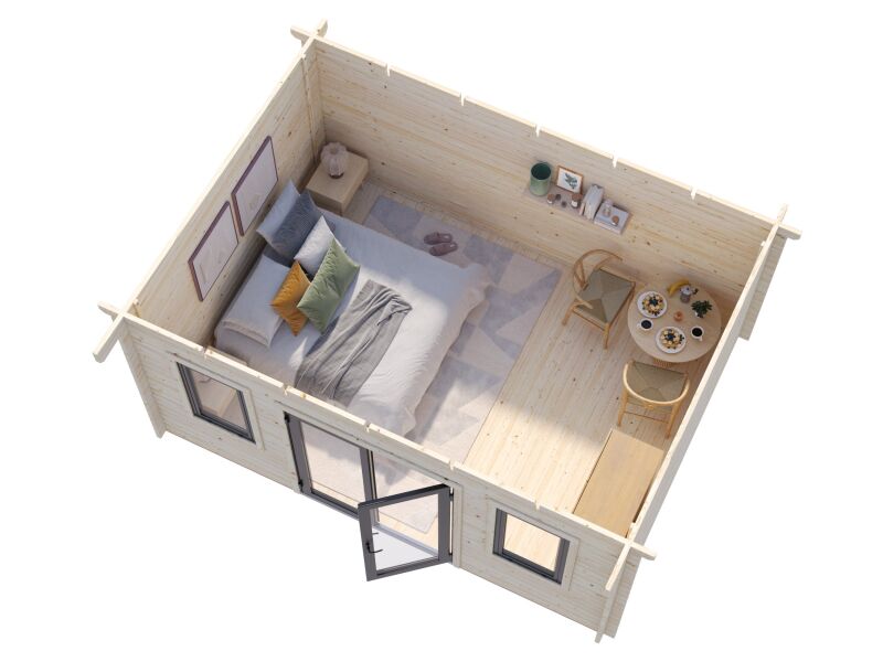 Palmako Gartenhaus LISANDRA 14,2 m² - 450x330cm, 44mm, inkl. Boden, Tür- u. Fenster Aluminium, lackiert weiß (9016) + anthrazit (7016)