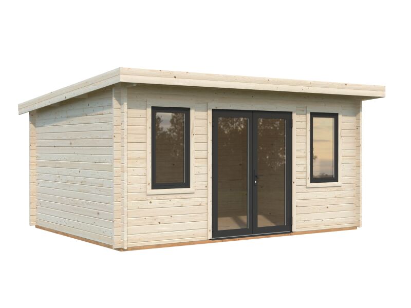 Palmako Gartenhaus LISANDRA 14,2 m² - 450x330cm, 44mm, inkl. Boden, Tür- u. Fenster Aluminium, lackiert weiß (9016) + anthrazit (7016)