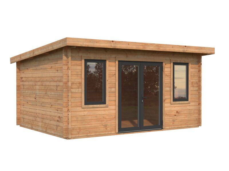 Palmako Gartenhaus LISANDRA 14,2 m² - 450x330cm, 44mm, inkl. Boden, Tür- u. Fenster Aluminium, lackiert weiß (9016) + anthrazit (7016)