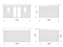 Palmako Gartenhaus LISANDRA 14,2 m² - 450x330cm, 44mm, inkl. Boden, Tür- u. Fenster Aluminium, natur + farbig