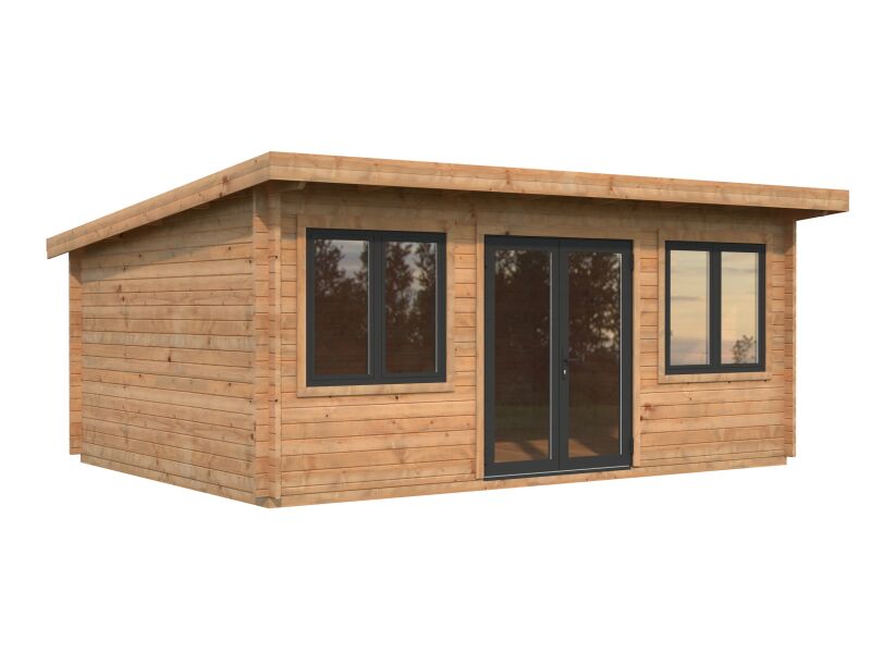 4743142047101 - Gartenhaus LISANDRA 194 m² 530x380 cm 44mm ISO inkl Fußboden Türen und Fenster Aluminium hellbraun imprägniert