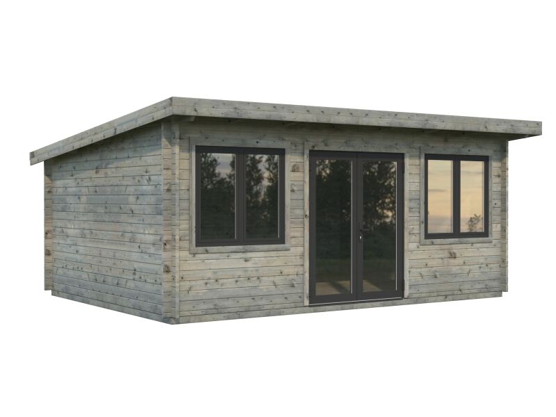 4743142047118 - Gartenhaus LISANDRA 194 m² 530x380 cm 44mm ISO inkl Fußboden Türen und Fenster Aluminium grau imprägniert