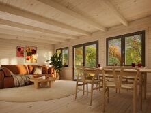 Palmako Gartenhaus LISANDRA 19,4 m²  530x380 cm, 44mm, ISO, inkl. Fußboden, Türen und Fenster Aluminium, natur + farbig