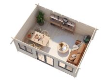 Palmako Gartenhaus LISANDRA 19,4 m²  530x380 cm, 44mm, ISO, inkl. Fußboden, Türen und Fenster Aluminium, natur + farbig
