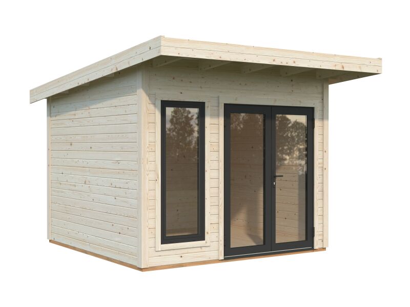 Palmako Gartenhaus AURELIA 8,4 m² - 296x300cm, 44 mm, inkl. Boden, Tür- u. Fenster Aluminium, naturbelassen