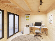 Palmako Gartenhaus AURELIA 8,4 m² - 296x300cm, 44 mm, inkl. Boden, Tür- u. Fenster Aluminium, naturbelassen