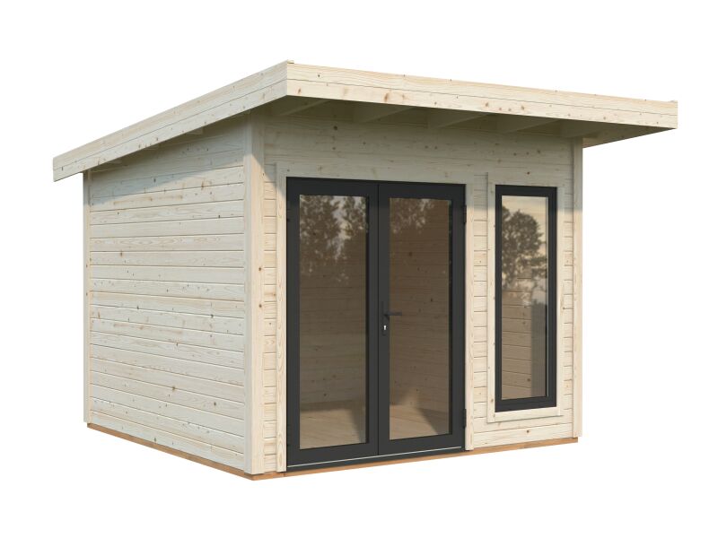 Palmako Gartenhaus AURELIA 8,4 m² - 296x300cm, 44 mm, inkl. Boden, Tür- u. Fenster Aluminium, grau imprägniert