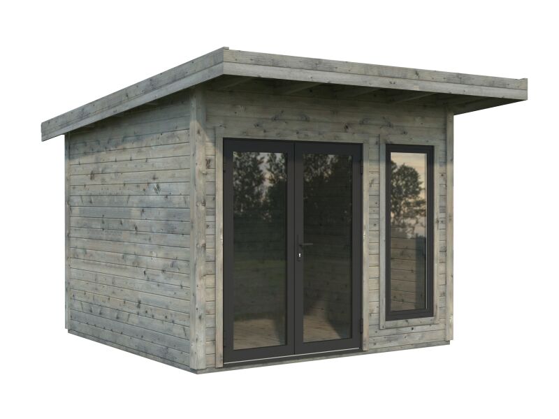 Palmako Gartenhaus AURELIA 8,4 m² - 296x300cm, 44 mm, inkl. Boden, Tür- u. Fenster Aluminium, lackiert dunkelgrau (7012) + anthrazit (7016)
