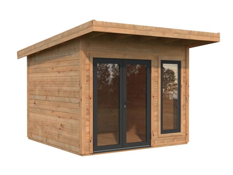 Palmako Gartenhaus AURELIA 8,4 m² - 296x300cm, 44 mm, inkl. Boden, Tür- u. Fenster Aluminium, lackiert dunkelgrau (7012) + anthrazit (7016)