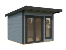 Palmako Gartenhaus AURELIA 8,4 m² - 296x300cm, 44 mm, inkl. Boden, Tür- u. Fenster Aluminium, lackiert dunkelgrau (7012) + anthrazit (7016)