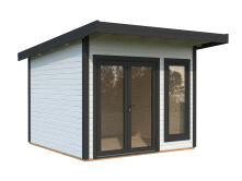 Palmako Gartenhaus AURELIA 8,4 m² - 296x300cm, 44 mm, inkl. Boden, Tür- u. Fenster Aluminium, lackiert dunkelgrau (7012) + anthrazit (7016)