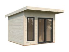 Palmako Gartenhaus AURELIA 8,4 m² - 296x300cm, 44 mm, inkl. Boden, Tür- u. Fenster Aluminium, lackiert dunkelgrau (7012) + anthrazit (7016)