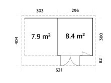 Palmako Gartenhaus AURELIA 8,4+7,9 m² - 599x300 cm,...