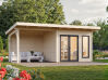 Palmako Gartenhaus AURELIA 8,4+7,9 m² - 599x300 cm, inkl. Seitendach 303 cm, 44 mm, inkl. Boden, Tür- u. Fenster Aluminium, natur + farbig
