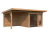 Palmako Gartenhaus AURELIA 8,4+7,9 m² - 599x300 cm, inkl. Seitendach 303 cm, 44 mm, inkl. Boden, Tür- u. Fenster Aluminium, natur + farbig