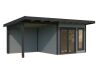 Palmako Gartenhaus AURELIA 8,4+7,9 m² - 599x300 cm, inkl. Seitendach 303 cm, 44 mm, inkl. Boden, Tür- u. Fenster Aluminium, natur + farbig
