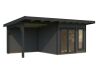 Palmako Gartenhaus AURELIA 8,4+7,9 m² - 599x300 cm, inkl. Seitendach 303 cm, 44 mm, inkl. Boden, Tür- u. Fenster Aluminium, natur + farbig
