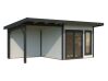 Palmako Gartenhaus AURELIA 8,4+7,9 m² - 599x300 cm, inkl. Seitendach 303 cm, 44 mm, inkl. Boden, Tür- u. Fenster Aluminium, natur + farbig
