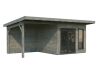 Palmako Gartenhaus AURELIA 8,4+7,9 m² - 599x300 cm, inkl. Seitendach 303 cm, 44 mm, inkl. Boden, Tür- u. Fenster Aluminium, natur + farbig