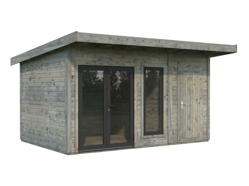Palmako Gartenhaus AURELIA 12,4 m² - 436x300 cm, 2-Raum, 44 mm, inkl. Boden, Tür- u. Fenster Aluminium, lackiert dunkelgrau (7012) + anthrazit (7016)