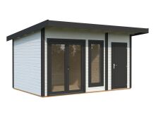 Palmako Gartenhaus AURELIA 12,4 m² - 436x300 cm, 2-Raum, 44 mm, inkl. Boden, Tür- u. Fenster Aluminium, lackiert dunkelgrau (7012) + anthrazit (7016)
