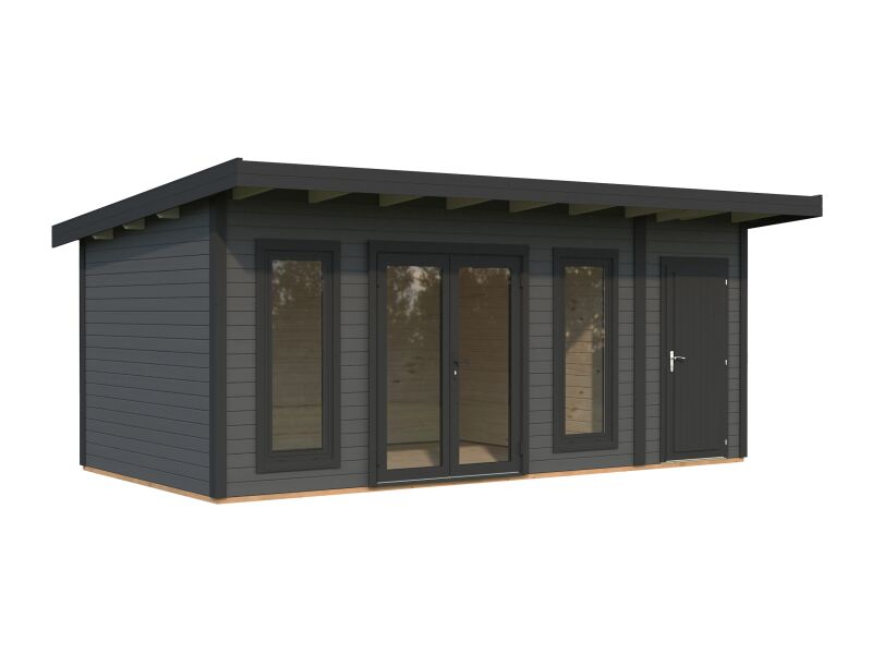 Palmako Gartenhaus AURELIA 16,7 m² - 586x300 cm, 2-Raum, 44 mm, inkl. Boden, Tür- u. Fenster Aluminium, lackiert dnkelgrau (7012) + anthrazit (7016)
