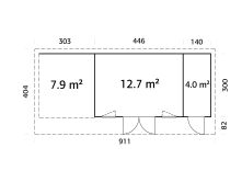 Palmako Gartenhaus AURELIA 16,7+7,9 m² - 889x300 cm,...