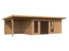 Palmako Gartenhaus AURELIA 16,7+7,9 m² - 889x300 cm, inkl. Seitendach 303 cm, 44 mm, inkl. Boden, Tür- u. Fenster Aluminium, natur + faarbig