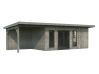 Palmako Gartenhaus AURELIA 16,7+7,9 m² - 889x300 cm, inkl. Seitendach 303 cm, 44 mm, inkl. Boden, Tür- u. Fenster Aluminium, natur + faarbig