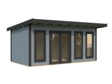 Palmako Gartenhaus AURELIA 15,2 m² - 550x300cm, 44 mm, inkl. Boden, Tür- u. Fenster Aluminium, lackiert hellgrau (7042) + anthrazit (7016)