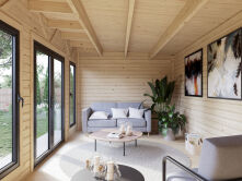 Palmako Gartenhaus AURELIA 15,2 m² - 550x300cm, 44 mm, inkl. Boden, Tür- u. Fenster Aluminium, lackiert hellgrau (7042) + anthrazit (7016)