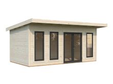 Palmako Gartenhaus AURELIA 15,2 m² - 550x300cm, 44 mm, inkl. Boden, Tür- u. Fenster Aluminium, lackiert hellgrau (7042) + anthrazit (7016)