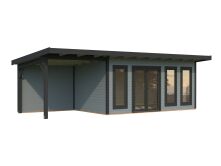 Palmako Gartenhaus AURELIA 15,2+7,9 m² - 833x300cm, 44 mm, inkl. Seitendach 303 cm, inkl. Boden, Tür- u. Fenster Aluminium, naturbelassen