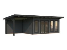 Palmako Gartenhaus AURELIA 15,2+7,9 m² - 833x300cm, 44 mm, inkl. Seitendach 303 cm, inkl. Boden, Tür- u. Fenster Aluminium, naturbelassen